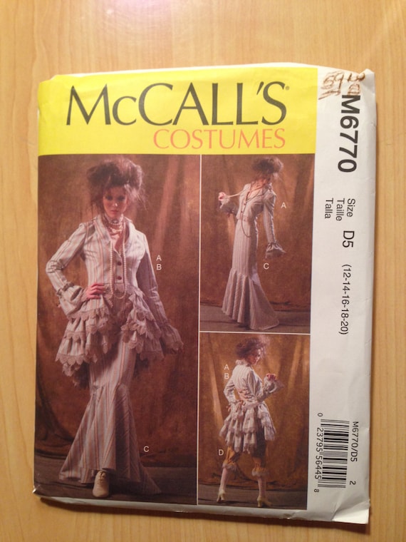 McCall's 6770 Sewing Pattern Misses Costume Jacket, Bustle/Capelet, Skirt and Pants Size 12-20