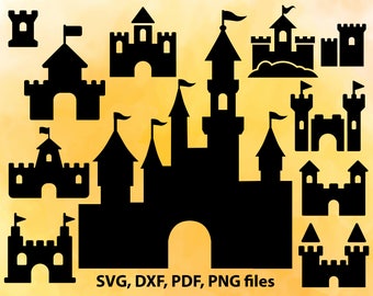 Castle svg, Princess castle silhouette, Castle clipart, Cut files for Cricut, Svg files for Silhouette, pdf, png, dxf, svg, Castle cut file