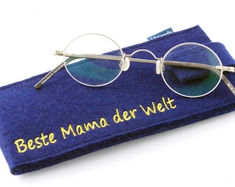 Felt embroidered eyeglass case with your desired text
