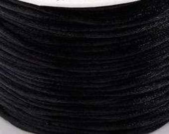 10M / 1 yd 1mm BLACK Satin Rattail Cord, Kumihimo cord, Macrame cord, Chinese Knotting, Friendship Bracelet, Beading and stringing supplies