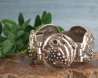 Robert Larin Pewter Bracelet - Vintage Brutalist Modernist Mid Century - Signed Plated Pewter Bubbles Bracelet - 1960s 1970s Montreal Quebec