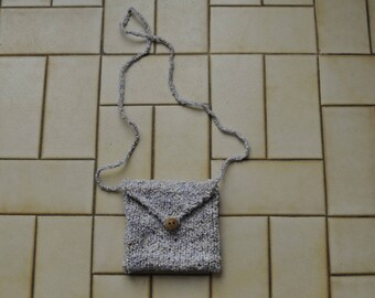 small shoulder bag wool with wooden button