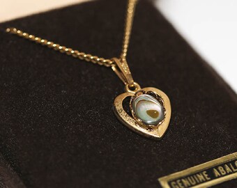 Abalone Heart Necklace In Gold