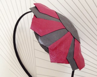 Handmade leather headpiece modern geometric Art Deco Style