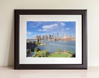 Lower Manhattan Skyline with Brooklyn Bridge - Photography Artwork - INSTANT Digital Download Wall Poster Art