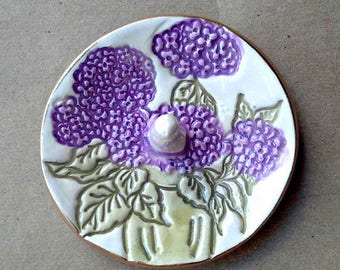 Ceramic Hydrangea Ring Holder Ring Bowl Ring Dish gold edged