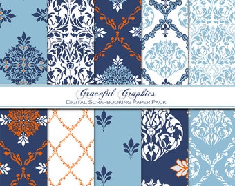 Scrapbook Paper Pack Digital Scrapbooking Background Papers Pack CLASSIC Colonial Williamsburg 10 Sheets 8.5 x 11 1069gg