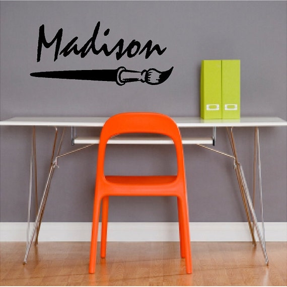 Personalized Paint Brush Wall Decal Removable Artist Wall