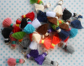 Mini Tassels Assorted Colours 5/8" lenght 12 pcs