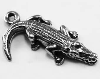 2 x Tiny crocodile pendant or Charm 1 bail australian pewter AF013