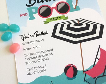 Graduation, Barbecue, BBQ, Pool, Birthday, Party, Invitation