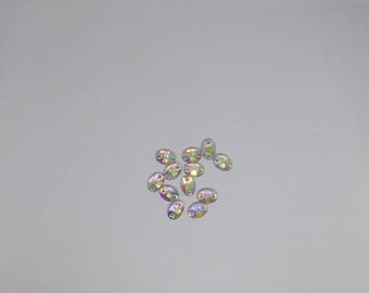 1 Dozen 10x7mm Oval Crystal AB Spark Rhinestone, Sew-On