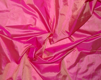 Silk Taffeta in French Rose with Gold shimmer - fat quarter -TF 10