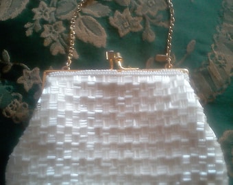 Vintage Evening purse 1960's Monet Pearlescent Beads