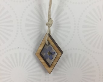 Forget Me Not Wood Necklace