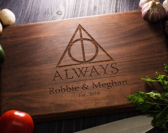Harry Potter ALWAYS, Personalized Cutting Board, Family Sign, Established sign, Custom cutting boards - Wedding Gift harry07