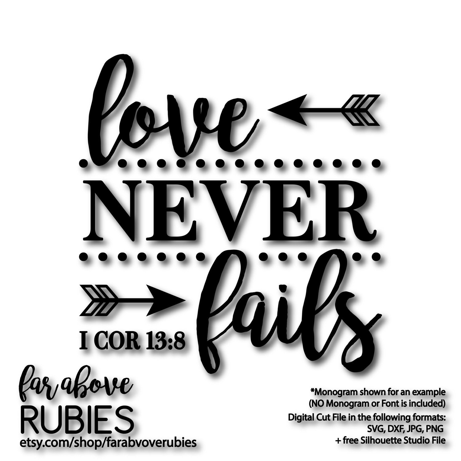 Download Love never fails I Corinthians 13:8 Bible Verse quote SVG