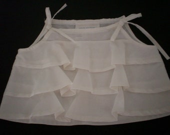 White Cotton Ruffled Crop Top - Sz. M