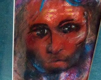 original art color pencil portrait drawing 11x14 haunted person