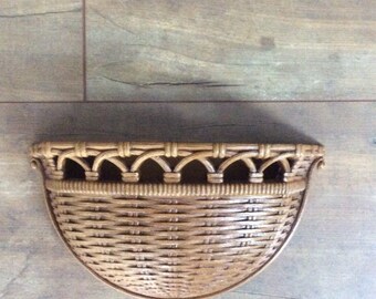 Vintage 1978 Homco Faux Wicker Basket Wall Decor made by Dart Industries