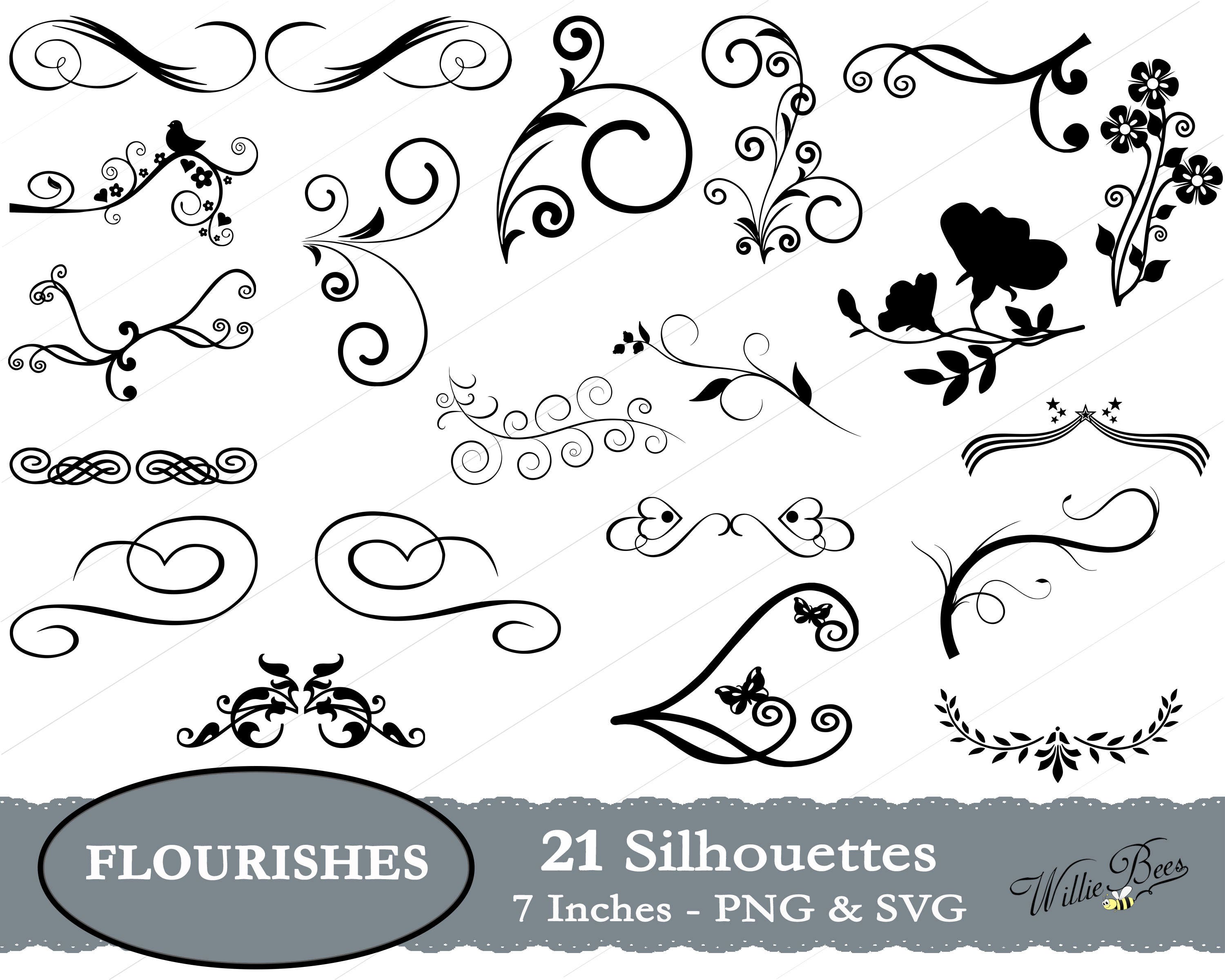 Flourish SVG Swirl SVG Silhouette Clip Art Embellishment