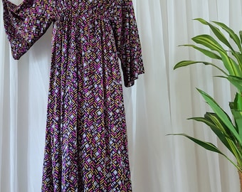 1970's Maxi Dress with Bell Sleeves