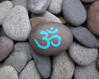 Blue Om Rock Stone Greeting Note Card