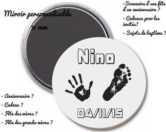 Custom 75 mm Pocket mirror and pouch - prints