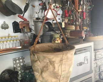 Vintage Canvas Lineman's Tool Bag, Canvas and Leather Electrical Tool Bag, Vintage Stowkit