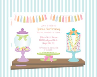 Candy land invitation, candy land birthday, candy birthday invitation, candy land invitation, candy shoppe invitation, printable invitation
