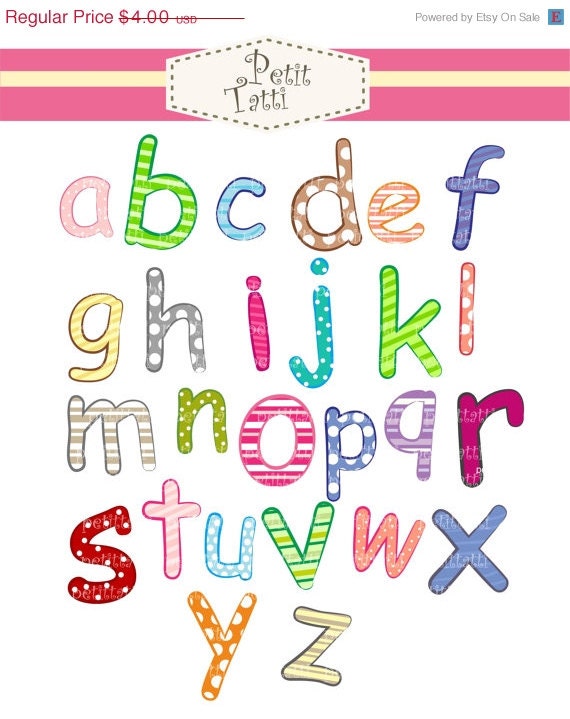 ON SALE alphabet A-Z Digital clip art letter A to Z clip art