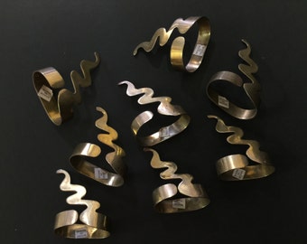 Set of Eight Vintage Brass Napkin Rings Holders