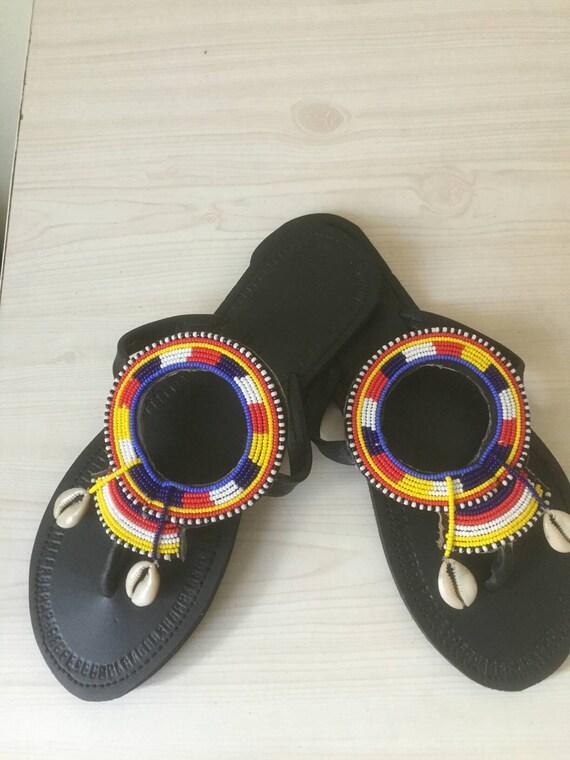 Beaded masai sandals Kenyan sandals Flat wedding shoes