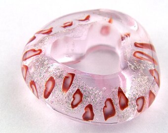 Sparkling Pink Heart with Tiny Murrine Hearts Mandril Lampwork Glass Bead by Chase Designs