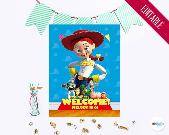 Toy Story Jessie Cartel Mesa Postres Fiesta de Cumpleaños Toy