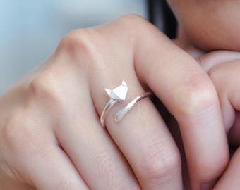 Origami Fox Ring in Sterling Silver 925 / Sterling Silver Fox Ring / Wrap Around Fox Ring / Adjustable Ring / Nature Ring / Jamber Jewels
