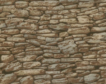 Rock Wall Landscape Fabric, Moda 15637 16 Modascapes Stone Wall Tan, Stone Wall Fabric, Stone Fabric, Landscape Quilt Fabric, Cotton
