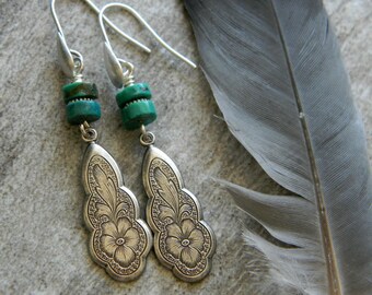 Turquoise earrings bohemian earrings turquoise jewelry southwestern style cowgirl unique dangle earrings bohemian jewelry western boho