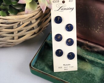 Vintage Navy Blue Lansing Buttons