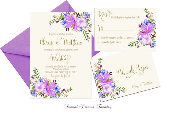 Navy Blue And Purple Wedding Invitations 7