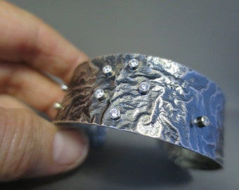 Reticulated Silver with Cubic Zirconia Cuff