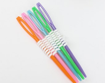 Plastic darning Needles 5pk Thick Needle Weave Wool Blanket Thick Stitch Stitches Childrens Embroidery Plastic Sewing Tapestry Pack of 5