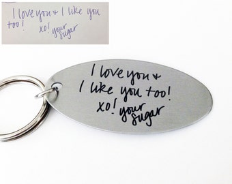 Personalized Handwritten Key Chain, Your Handwriting - or Font, Custom Keychain, Grandparent Gift, For The Hard to Buy For- Christmas Gift