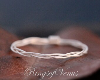 Braided Ring, Sterling Silver Plated, Delicate Stacking Ring, Thin Silver Ring, Delicate Ring Braid Ring, Stack Ring, Thin Ring, Simple