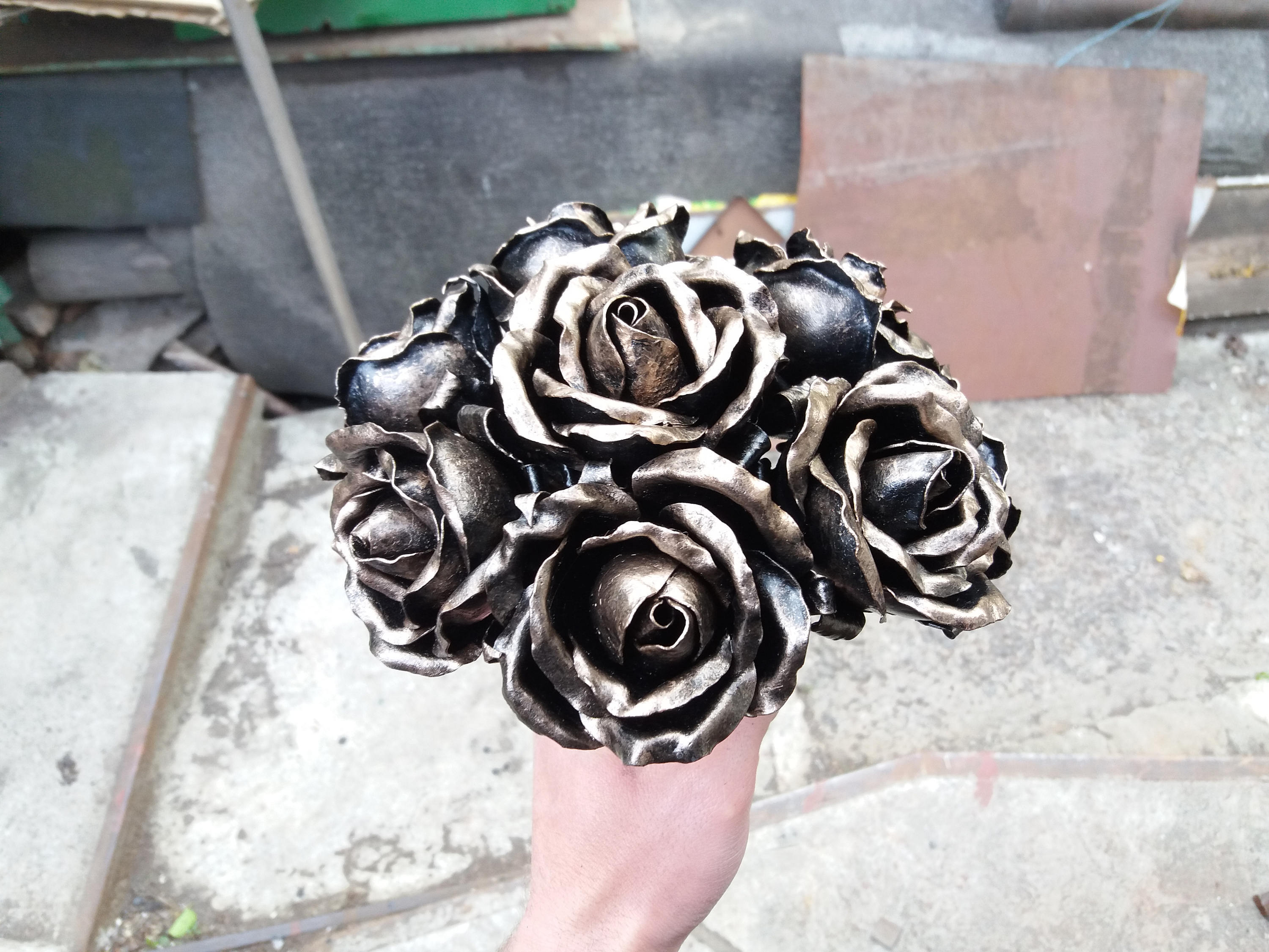 Wedding bouquet Metal rose bouquet Steel rose 8th wedding