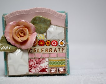 CELEBRATE, mosaic wall art, gift