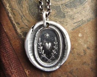 True Love Guides Me Wax Seal Pendant Necklace - Love Necklace - Love Guides the Way - E2160