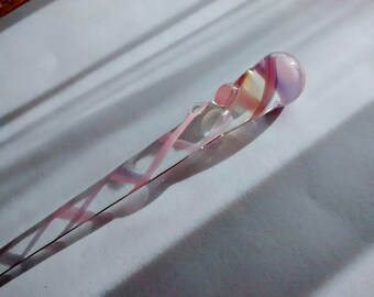 Pink Spiral - 5 1/8" Borosilicate Glass Swizzle - Dab Tools - Essential Oils - Potions - Perfume - Serums - Lab Mixing - Minnesota