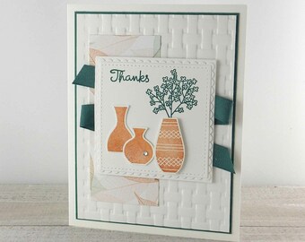 Handmade Thank You Card - StampinUp Varied Vases - Friendship Thank You - A Special Thanks - Gratitude Card - Appreciation - Floral Thanks