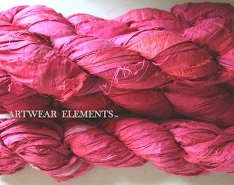 Pure Sari Silk, Neon Orange Pinky 2, Fair Trade, 100g, Silk Ribbon, Textile, Yarn, Crochet Yarn, Bracelet Ribbon, Artwear Elements, #97d
